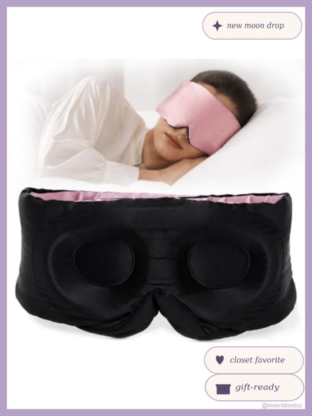 22 Momme Mulberry Silk Sleep Mask 3D Eye Cups Blackout Adjustable for Side